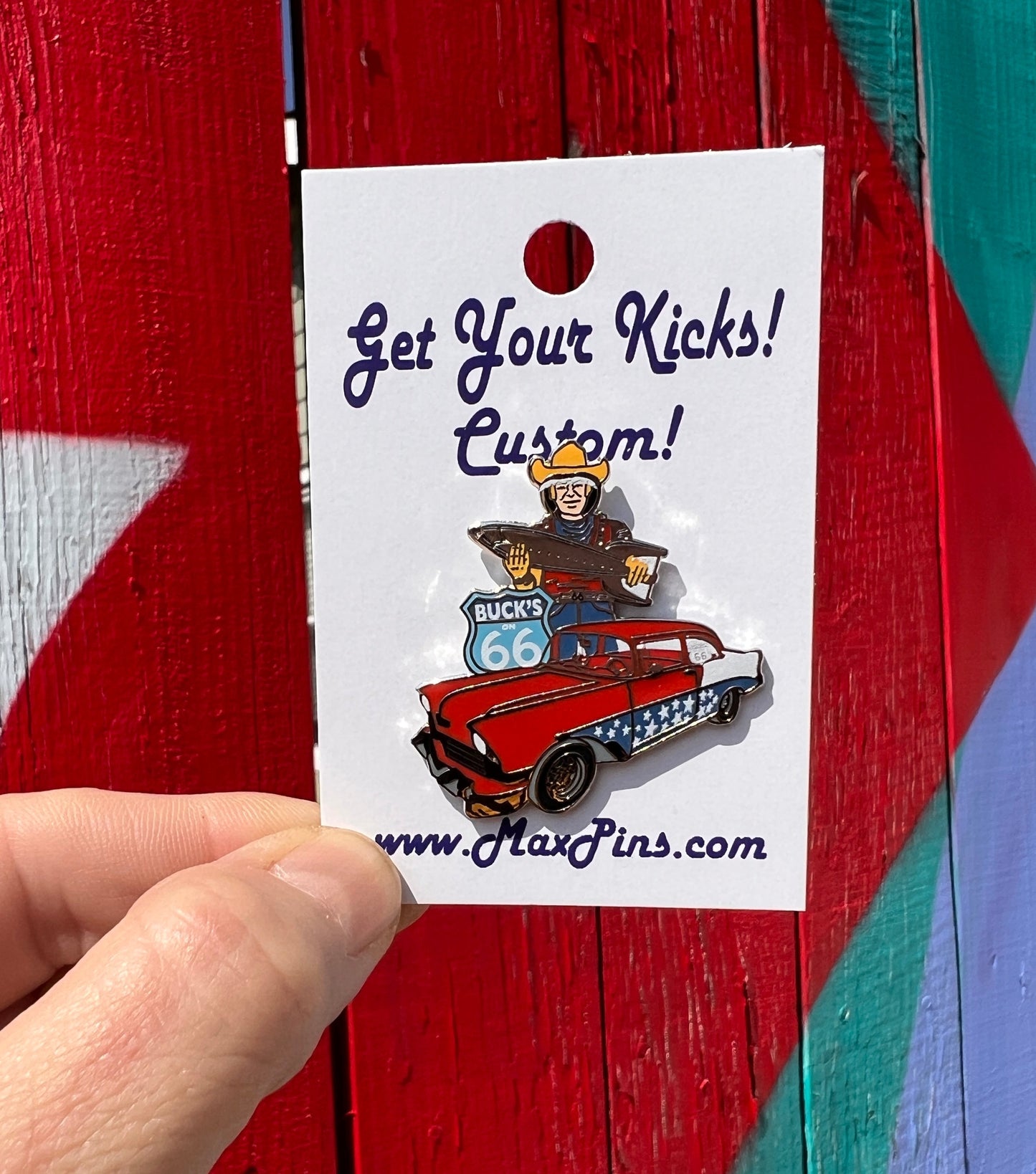 Buck Atom and Chevy Metal Lapel Pin