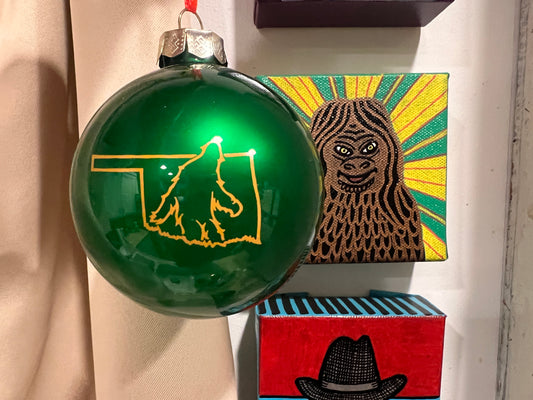 Bigfoot Oklahoma Glass Ball Ornament