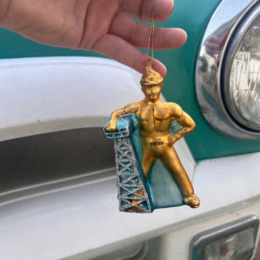 Golden Driller Blown Glass Ornament
