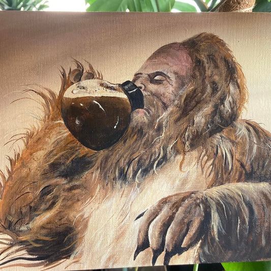 Bigfoot Drinking Coffee