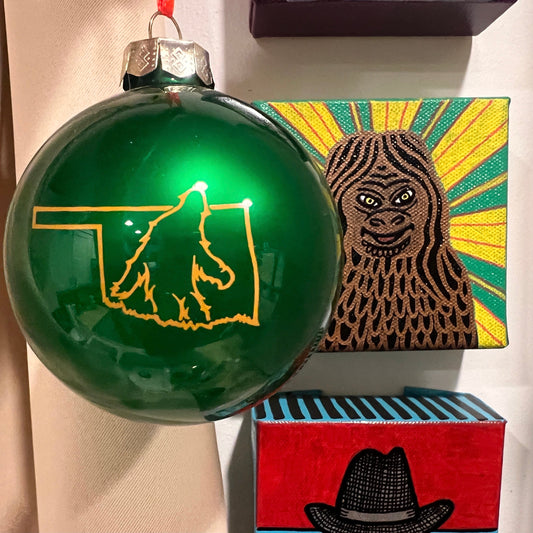 Bigfoot Oklahoma Glass Ball Ornament