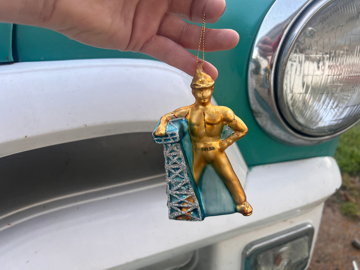 Golden Driller Blown Glass Ornament