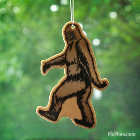 Those of us who live in Oklahoma can attest to the fact that bigfoot is one hairy, stinky dude. That means the pleasing pine odor of this 5" tall Bigfoot Air Freshener comes as a happy surprise. Perfect for the rearview mirror of your car, a tent after a